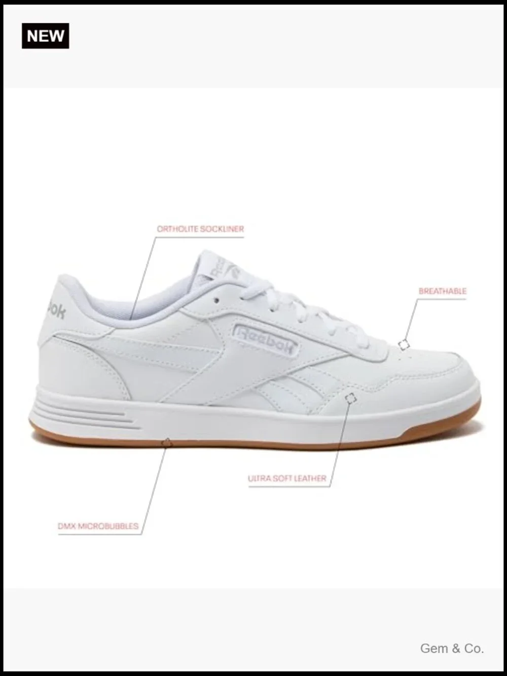 Classic Leather Fashion Sneakers with Padded Collar and Memory Foam Insole
